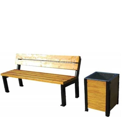 Zestaw parkowy ławka z koszem