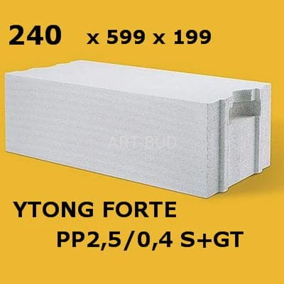 Bloczki YTONG FORTE grubość 24 cm  i  30 cm beton komórkowy do ścian warstwowych klasa PP2,5/0,4 S+GT