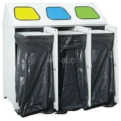 Metalowy pojemnik do segregacji 1-3 komorowy z obejmą do worka