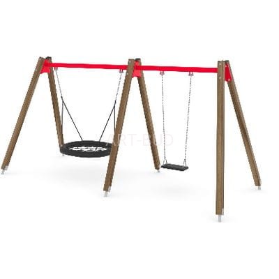 Huśtawka na plac zabaw wieloosobowa drewniana SWING 