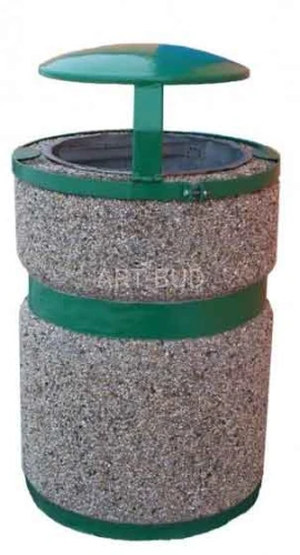 Kosz uliczny 70 l z pasem malowanym i daszkiem 