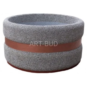 Donica okrągła betonowa śr 95 wys 50cm  z pasem malowanym