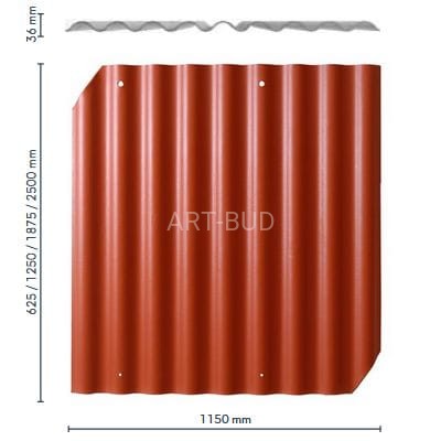 Płyta falista EuroFala włóknowo-cementowa malowana  NO/WO W130-9 B59 wymiar 1150x625 opcjonalnie 1250/1875/2500 mm Cembrit