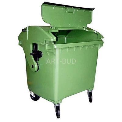 Pojemniki plastikowe na śmieci 4-kołowe 1100 l półokrągła pokrywa