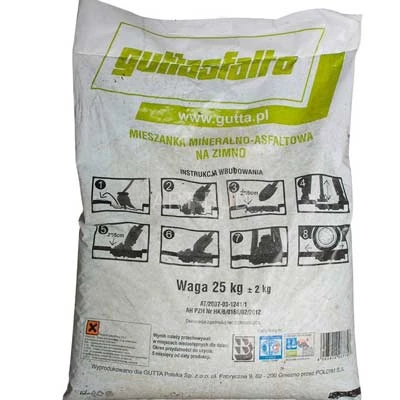 Mieszanka mineralno asfaltowa Guttasfalto 25 kg do miejscowych napraw nawierzchni na zimno