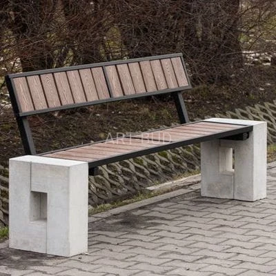 Ławka betonowo-drewniana z oparciem Roma WPC