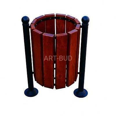 Kosz na śmieci stalowo-drewniany z kulą pojemność 35 - 45 l