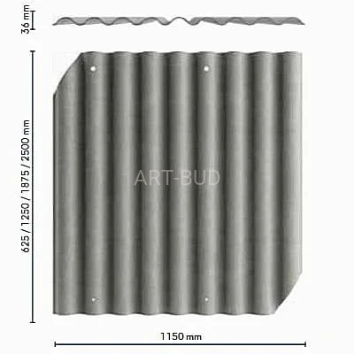 Płyta falista EuroFala włókno-cementowa szara  NO/WO W130-9 B59 szerokość 1150 długość  625 - 2500 mm