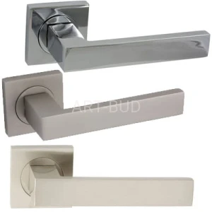 Klamka drzwiowa wewnętrzna QUBIK - QR na szyldzie dzielonym kwadratowym kolor M6 chrom, M9 nikiel oraz M91 nikiel velvet (szt.)