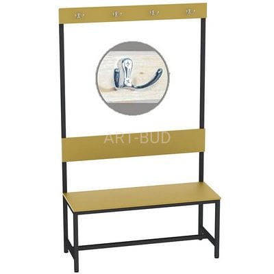 Ławka z oparciem i wieszakami  szatniowa