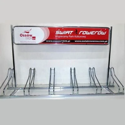 Stojak na rowery z miejscem na reklamę ocynkowany CROSS-6 