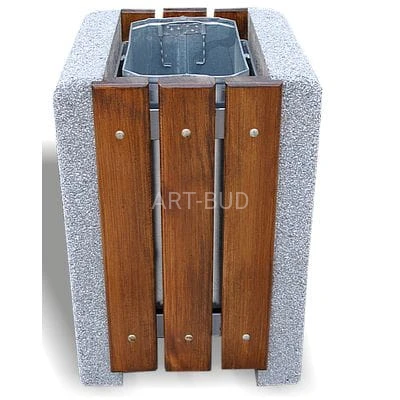 Kosz betonowo drewniany czworokątny z wkładem metalowym  50 l 