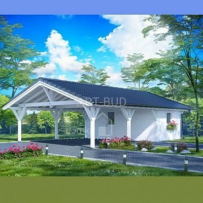 Drewniana jednostanowiskowa wiata garażowa Ohio 35 + 18,8 m2