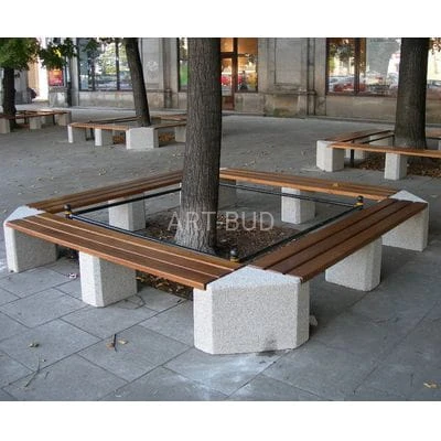 Betonowa ławka z drewnianym siedziskiem nr kat 115