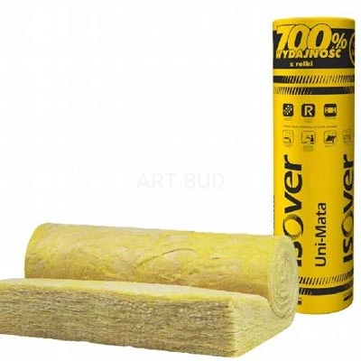 Uni-Mata wełna do dachu skośnego wym: 2x8000/1200 - 2x5500/1200 - 8000/1200 - 7000/1200 i  grubość 50- 80-100-120 mm 