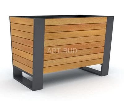 Donica parkowa, miejska Novara, drewniana, podstawa stalowa 0326 ( szt )