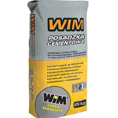 Zaprawa cementowa do wykonywania posadzek i podkładów podłogowych od 10 mm do 60 mm. POSADZKA CEMENTOWA WIM (25 kg)