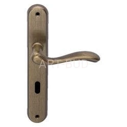 Klamka do drzwi mosiężna z długim szyldem Malaga patyna  VDS