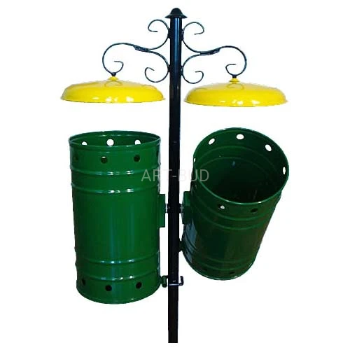 Kosz uliczny, parkowy K0 7/2 P  opróżniany przez obrót pojemnikiem, 2x20 l