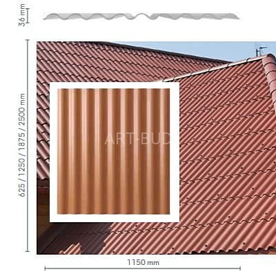 Płyta falista EuroFala standardowa włókno-cementowa malowana  W130-9 B59 wymiar 1250x1150 mm Cembrit