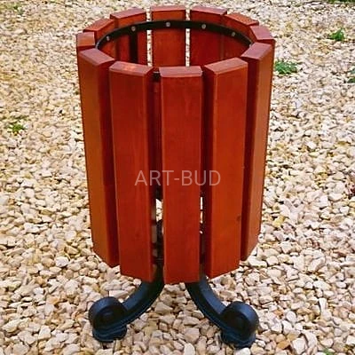 Kosz na śmieci Retro stalowo-drewniany pojemność 35 - 45 l