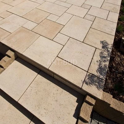 Płyty tarasowe ogrodowe Trawertyn Kwartet pakiet  BRUK-BET pakiet 9.1 m2 