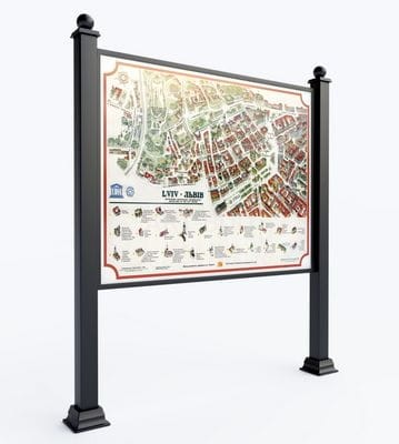 Tablica informacyjna DECCO, szerokość 190 cm, wysokość 220 cm, stal lakierowana proszkowo kod:0909 (szt.)