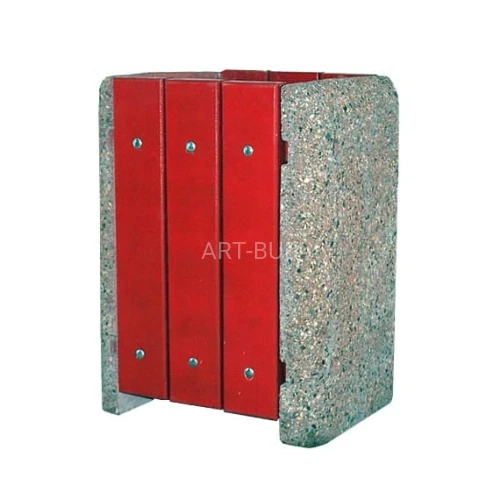 Kosz betonowy kwadratowy z listwami drewnianymi 