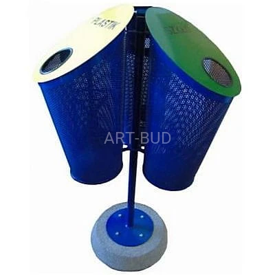 Kosz parkowy, uliczny do segregacji śmieci - 3 pojemniki,  KZ A3 