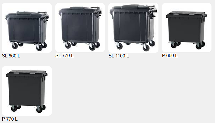 Pojemnik czterokołowy na odpady z płaską pokrywą 660 DIN SL