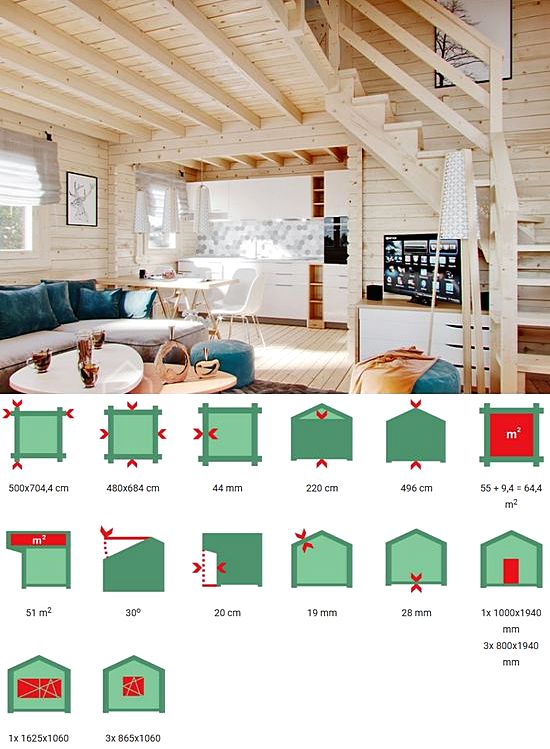 Drewniany domek letniskowy Jan II 55 + 10 m2