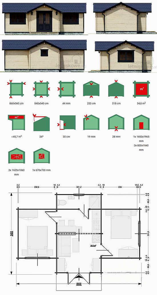 Drewniany domek letniskowy Magda II 35 m2