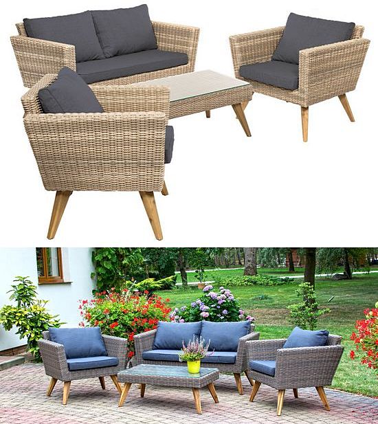 Komplet mebli wypoczynkowych z technorattanu zestaw MALMO 