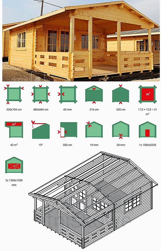 Drewniany domek letniskowy Olga 17,5 +13,5 m2