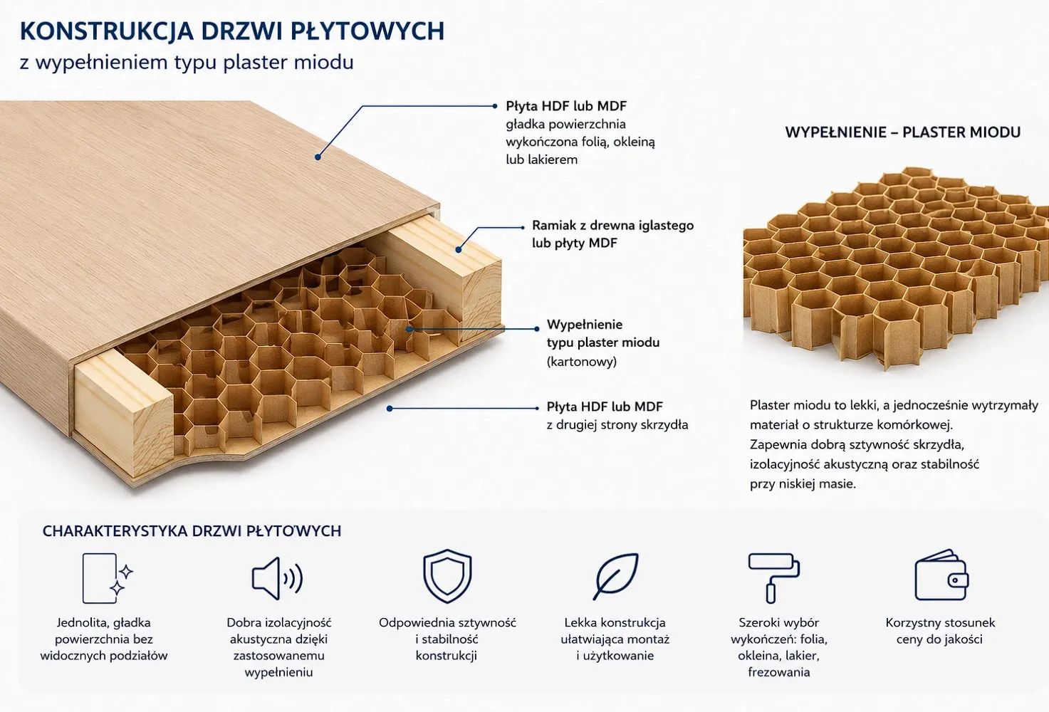 drzwi wypełnienie plaster miodu