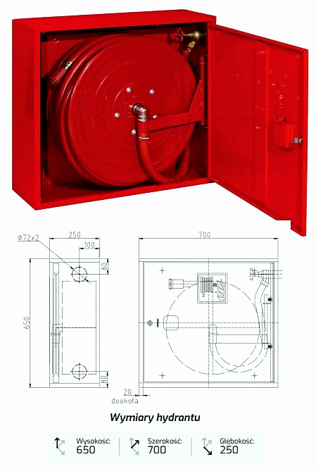 Hydrant wewnętrzny DN25 bez miejsca na gaśnicę Boxmet