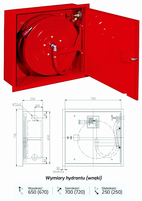 Hydrant wewnętrzny wnękowy DN25 bez miejsca na gaśnicę Boxmet