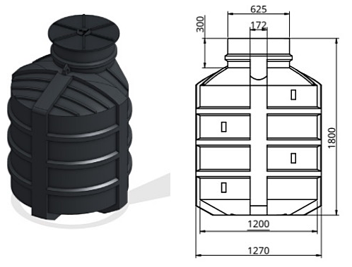 Zbiornik na deszczówkę ZD18 1800 litrów