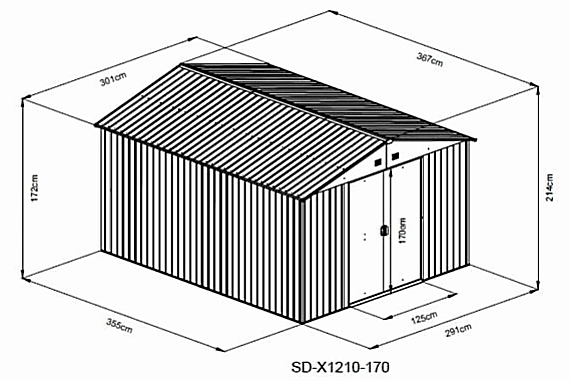 Domek ogrodowy narzędziowy blaszany HECHT 12X12 PLUS  10,30 m2 
