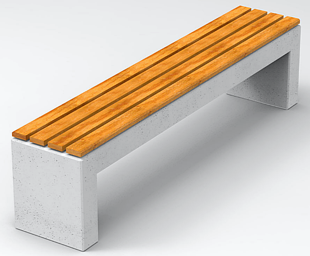 Ławka z betonu architektonicznego z drewnianym siedziskiem bez oparcia Tara deco Styl-Bet