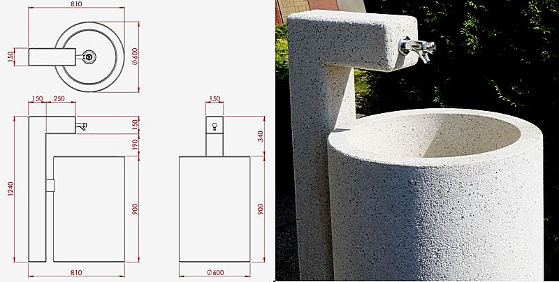 Punkt czerpania wody Cracov z betonu dekoracyjnego