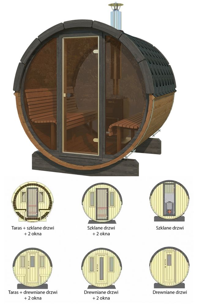 Sauna fińska zewnętrzna Lux Barrelsauna 195 x 200 cm