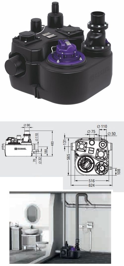 Przepompownia wewnętrzna do ścieków Przepompownia Aqualift F Basic Tronic SPF 1300 230 V Kessel