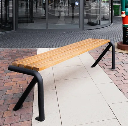 Ławka parkowa drewniano stalowa Lyon bez oparcia