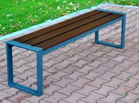 Ławka miejska parkowa drewniano stalowa bez oparcia W178 Novi grubość deski 4 cm