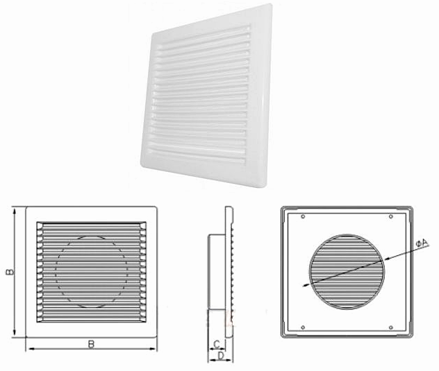 Kratka wentylacyjna 150 mm Dospel DL150RW biała 007-0164