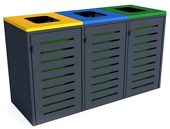 Zabudowa do pojemników na odpadki V 3x120l stalowa ocynk malowany