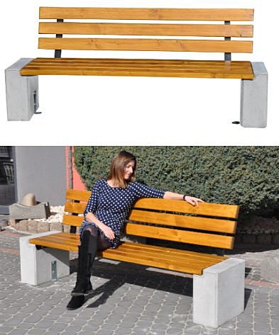 Ławka z betonu architektonicznego z oparciem kod 408A