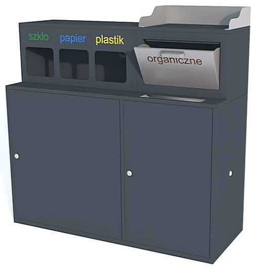 Kosz na odpadki dla gastronomii wielofunkcyjny stalowy ocynkowany malowany