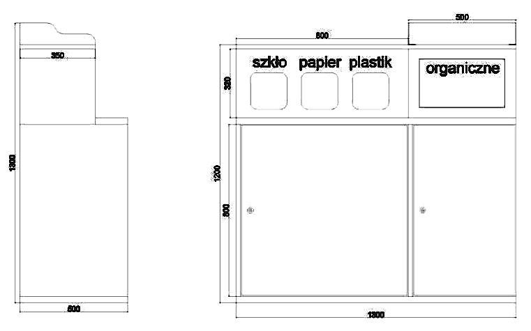 Kosz na odpadki dla gastronomii wielofunkcyjny stalowy ocynkowany malowany